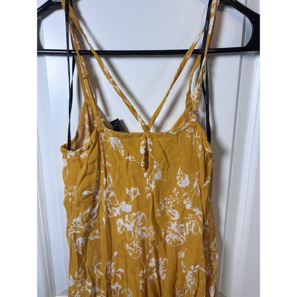 Forever 21 Yellow Floral Mini Sundress Small New Spaghetti Strap Fit And Flare - Picture 5 of 11